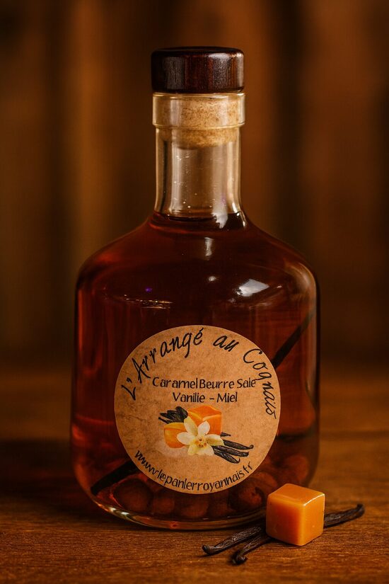 Cognac arrangé - Caramel beurre salé, Vanille, Miel 25° - 70cl